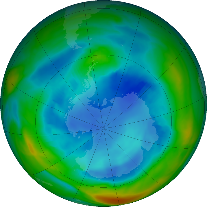 Antarctic ozone map for 10 August 2021